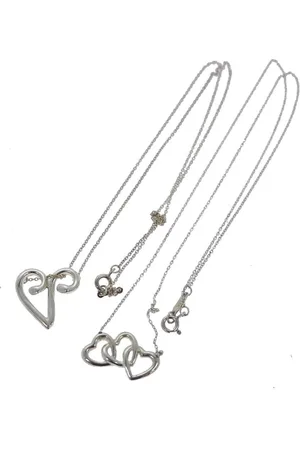 Tiffany & Co. Preloved Interlocking Hearts Pendant Necklace Women - Silver - - One Size