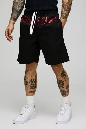 Boohoo Elasticated Waist Relaxed Twill Printed Shorts - - M