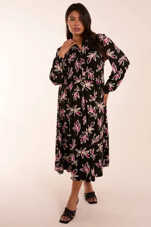 Blue Vanilla Womens Curve Shirred Bust Long Sleeve Midi Shirt Dress - - 22-24