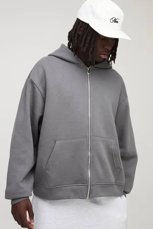 Boohoo 330GSM Oversized Boxy Zip Through Hoodie - - S