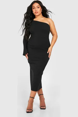 Boohoo Womens Plus Bengaline One Shoulder Flared Sleeve Midaxi Dress - - 22