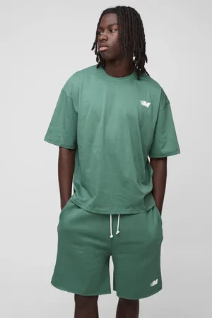 Boohoo Oversized Boxy M Flame T-Shirt & Drop Crotch Short Set - - L