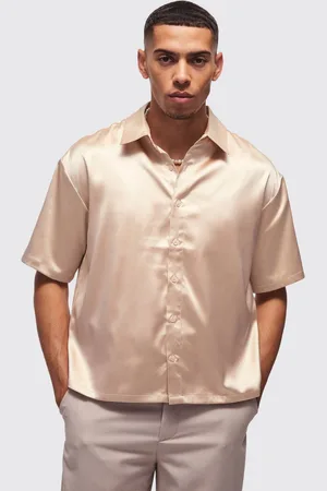 Boohoo Oversized Boxy Satin Short Sleeve Shirt - - XS