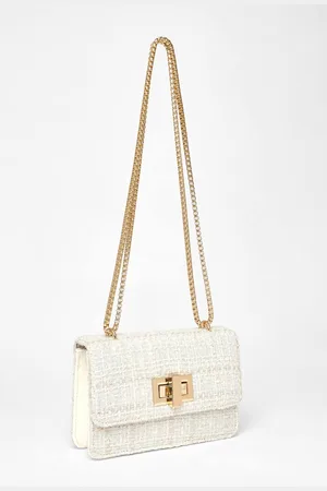 Quiz Womens Off White Boucle Cross Body Bag - - One Size