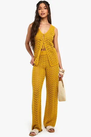 Boohoo Womens Crochet Wide Leg Trouser - - L