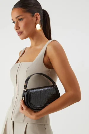 MissPap Womens Textured Faux Leather Half Moon Bag - - One Size