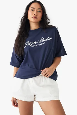 Boohoo Womens Dsgn Studio Embroidered Oversized T-Shirt - - XS