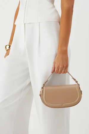 MissPap Womens Faux Leather Top Handle Half Moon Bag - - One Size