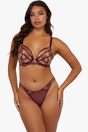 Playful Promises Womens Cassia Wine Custom Embroidery Bra - - 44C