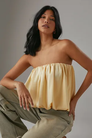 warehouse Womens Satin Bubble Bandeau Bodysuit - - 14
