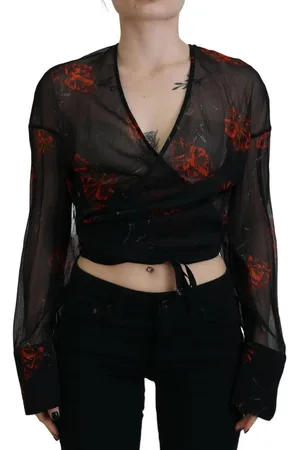 Dsquared2 Preloved Floral Print Wrap Blouse Long Sleeve VNeck Top Women - - 38