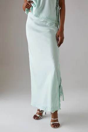 warehouse Womens Satin Lace Bias Midi Skirt - - 14