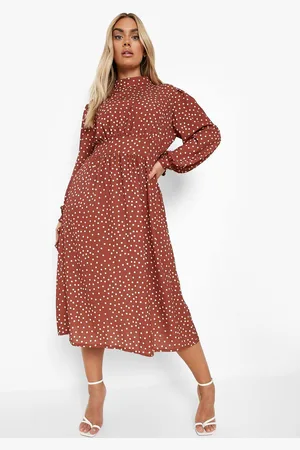 Boohoo Womens Plus Polka Split Midi Dress - - 16