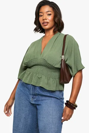 Boohoo Womens PLUS CINCHED WAIST BLOUSON TOP - - 20