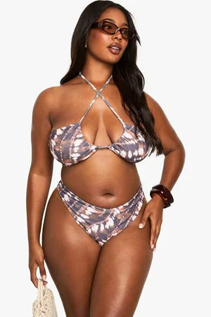 Boohoo Womens Plus Tie Dye V High Leg Bikini Bottom - - 20