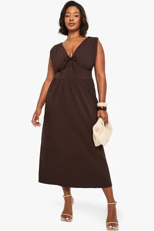 Boohoo Womens PLUS TIE DETAIL PLUNGE CORSET MIDAXI DRESS - - 20