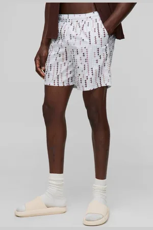 Boohoo Houndstooth Printed Mid Length Swim Short - - M