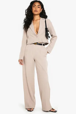 Boohoo Womens Button Detail Fluid Wide Leg Trousers - - 16