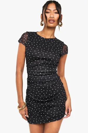 Boohoo Womens Polka Dot T-shirt Mini Dress - - 8