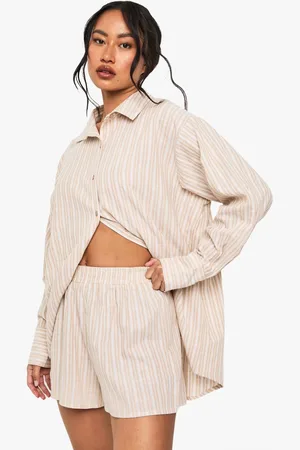 Boohoo Womens Cotton Tonal Pinstripe Pyjama Short - - 10