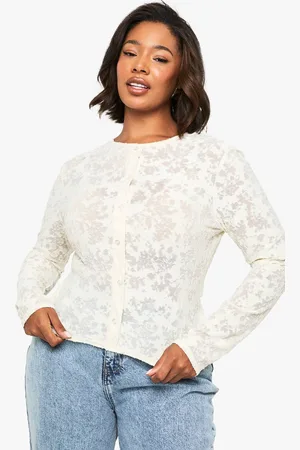 Boohoo Womens Plus Burnout Button Front Top - - 20