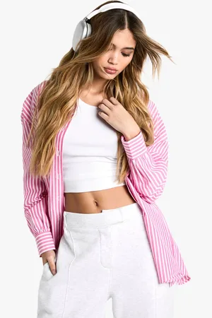 Boohoo Womens Pinstripe Oversized Shirt - - 16