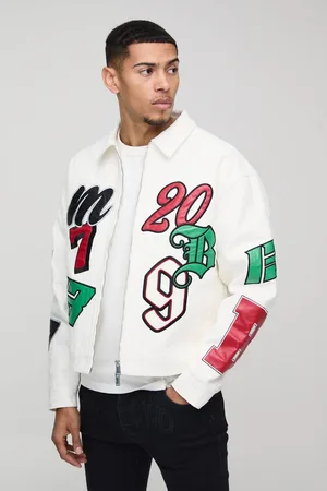 Boohoo Oversized Boxy Lace All Over Applique Harrington Jacket - - M