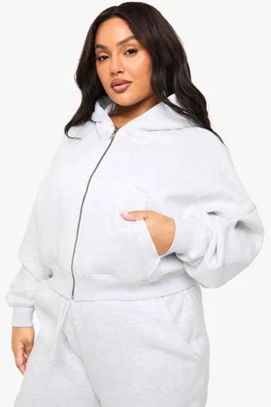 Boohoo Womens PLUS BALLOON SLEEVE ZIP UP HOODIE - - 20