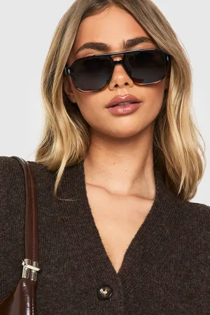 Boohoo Womens Tortoise Shell Aviator Sunglasses - - One Size