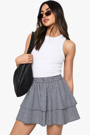 Boohoo Womens Double Layer Gingham Mini Skirt - - 16