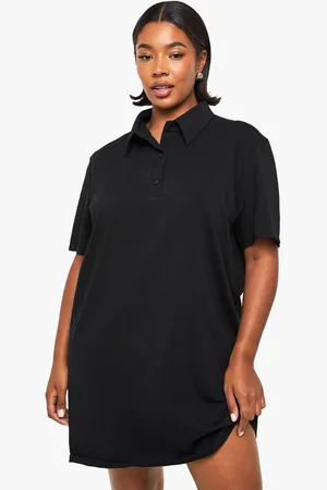 Boohoo Womens Plus rugby collar cotton oversized t-shirt dress - - 24