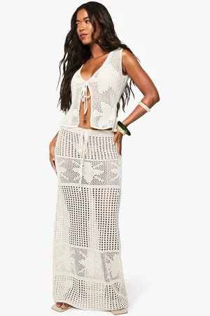 Boohoo Womens Crochet Flower Detail Maxi Skirt - - L