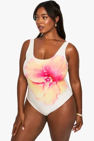 Boohoo Womens PLUS FLORAL PRINTED SCOOP SWIMSUIT - - 20