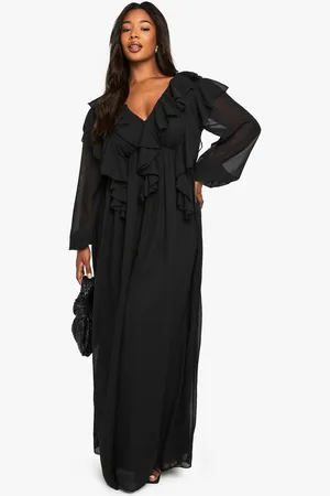 Boohoo Womens Plus Chiffon Ruffle Detail Maxi Skater Dress - - 20