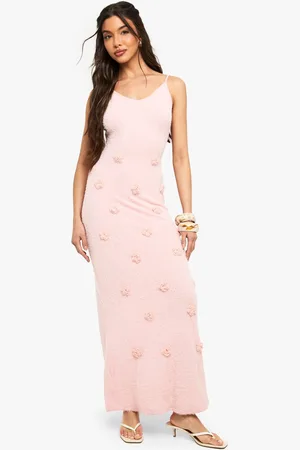 Boohoo Womens Knitted Flower Detail Crochet Maxi Dress - - 16