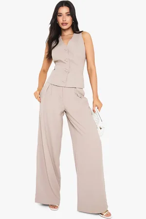 Boohoo Womens Tall Pleat Detail Wide Leg Tailored Trouser - - 18