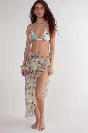 NASTY GAL Womens Tie Dye Ruffle Beach Skirt - - 14