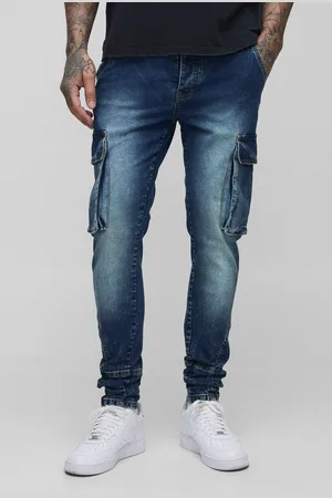 Boohoo Tall Washed Cargo Seam Detail Skinny Jeans - - 40