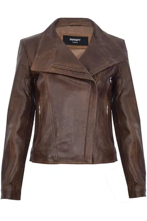 Infinity Womens Classic Leather Shawl Wrap Biker Jacket - Morpeth - - 14