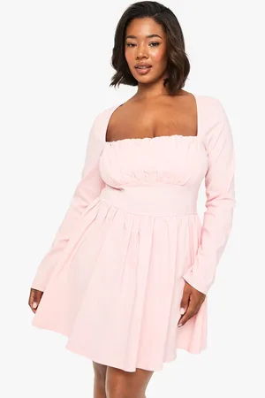 Boohoo Womens Plus Bengaline Corset Long Sleeve Skater Dress - - 20