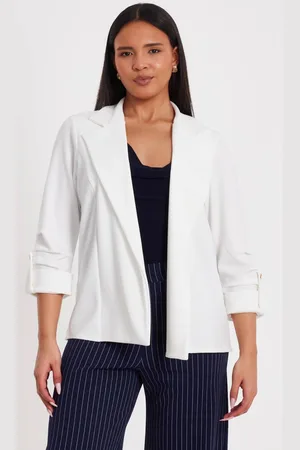 Quiz Womens Off White Ruched Sleeve Blazer - - 16