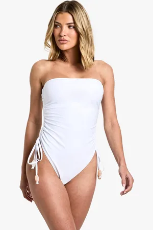Boohoo Womens Beaded Ruched Swimsuit - - 16