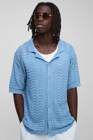 Boohoo Relaxed Fit Scallop Knitted Shirt - - XS