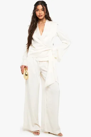 Boohoo Womens Satin Pleated Wide Leg Trouser - - 14