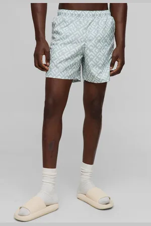 Boohoo Geo Pattern Mid Length Swim Short - - XS