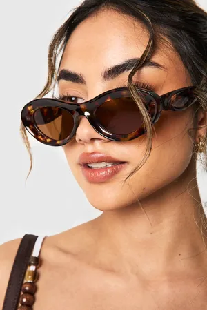 Boohoo Womens Thick Frame Oval Sunglasses - - One Size