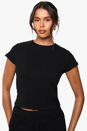 Boohoo Womens Waffle Crew Neck Baby Tee - - 16