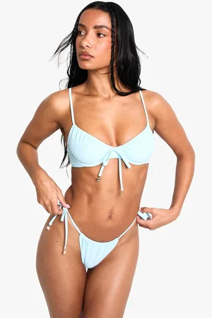 Boohoo Womens Starfish Trim Ruched Tie Side Brief - - 14