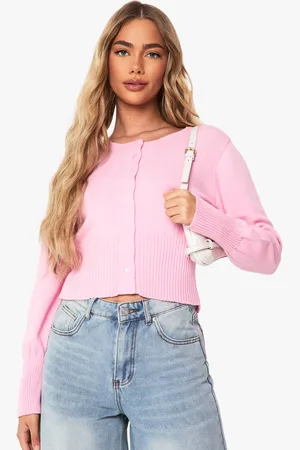 Boohoo Womens Cinched Waist Crew Neck Knitted Cardigan - - XL