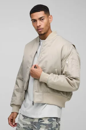 Boohoo Oversized Boxy Curved Hem Nylon Bomber Jacket - - S